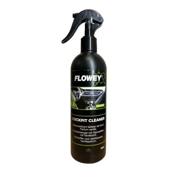 Flowey - Cockpit cleaner - Dépoussierant tableau de bord effet brillant - Parfum vanille  - 400 ml